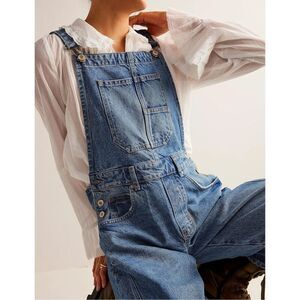 NEW Qazel Vorrlon Denim Overalls Barrel Wide Leg size M Blue